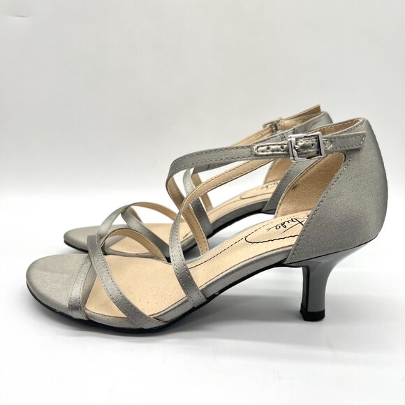 6W 6 WIDE WIDTH Lifestride Womens Flaunt Pewter Silver Dress Sandals Heels Shoes - Picture 6 of 14